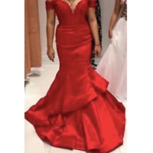 Red Mermaid Prom Dress
